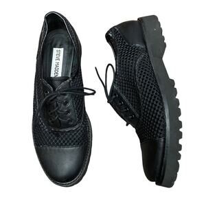 Vintage Y2K Steve Madden Black Sheer Net Lace Up Shoes / Women’s 6.5